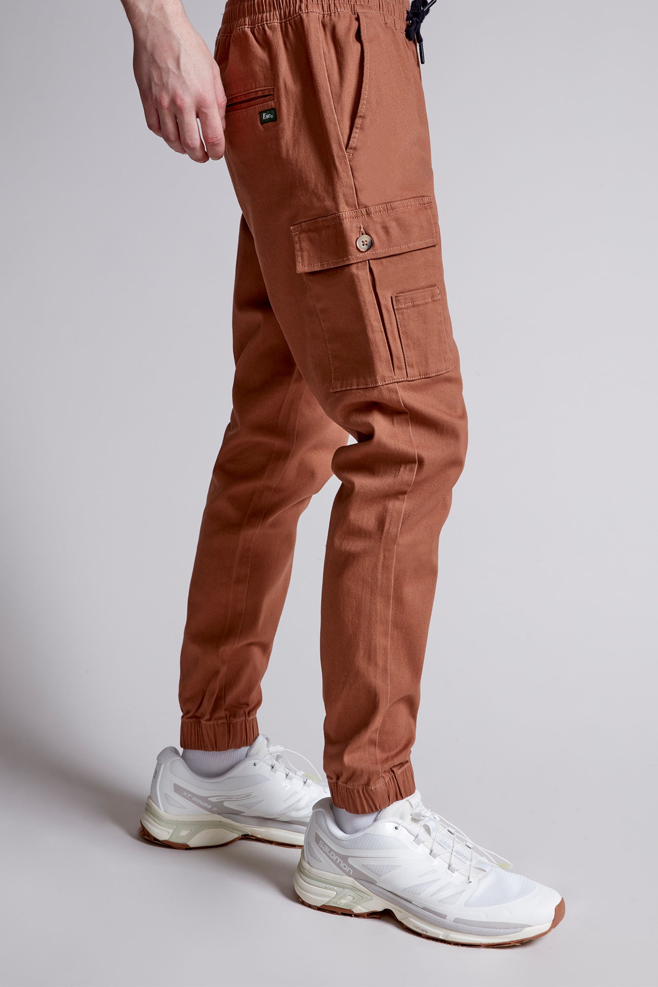 Twill Cargo Jogger Elastic Bottom – Khaki